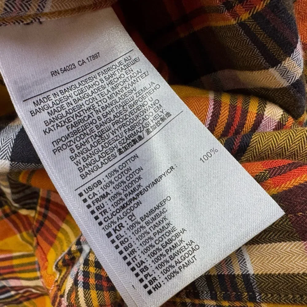 Banana Republic Men's Classic Cotton Multi Plaid Button Down Shirt Size Large